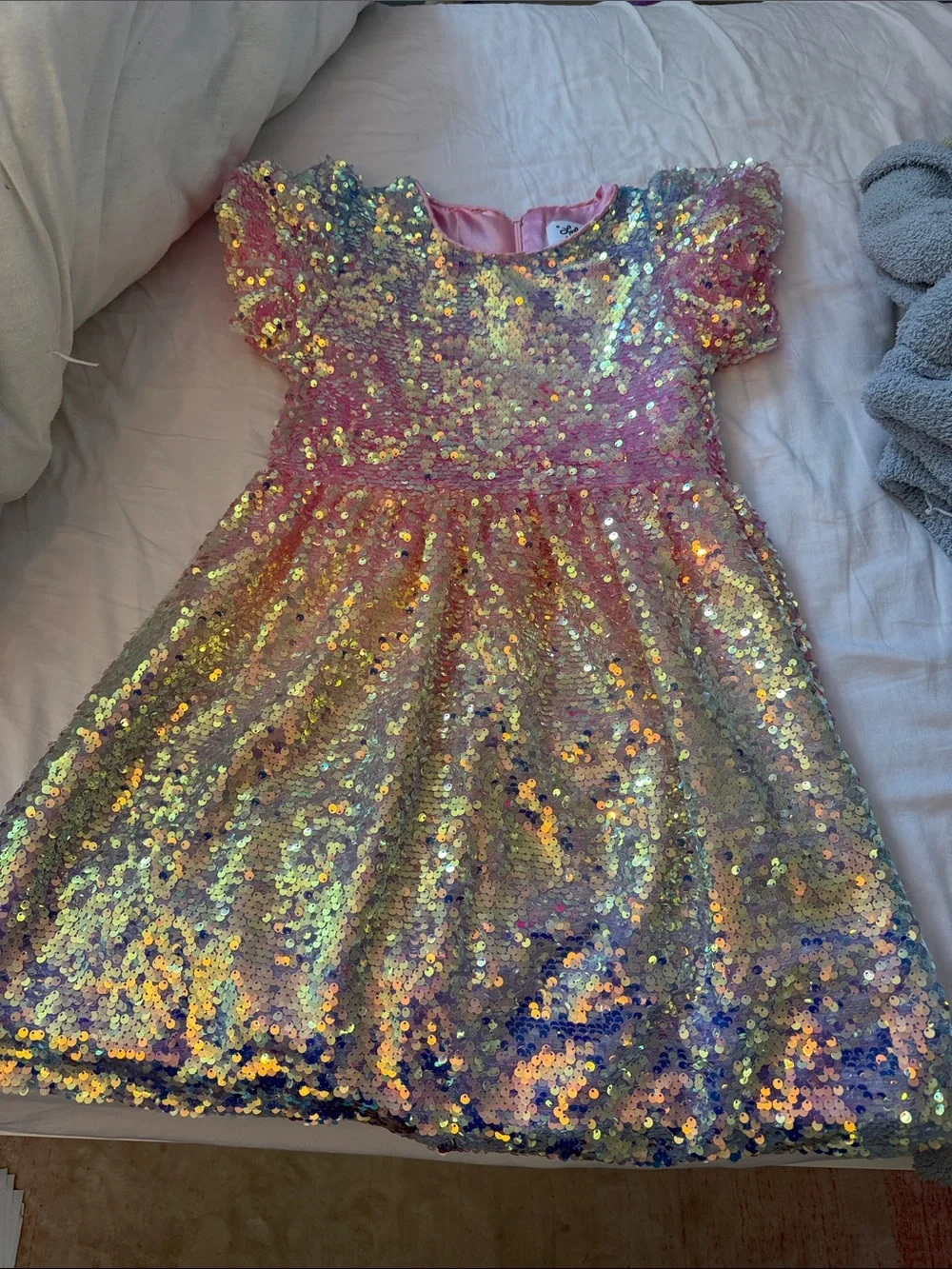Lola + The Boys Iridescent Pink Sequin Party Dress